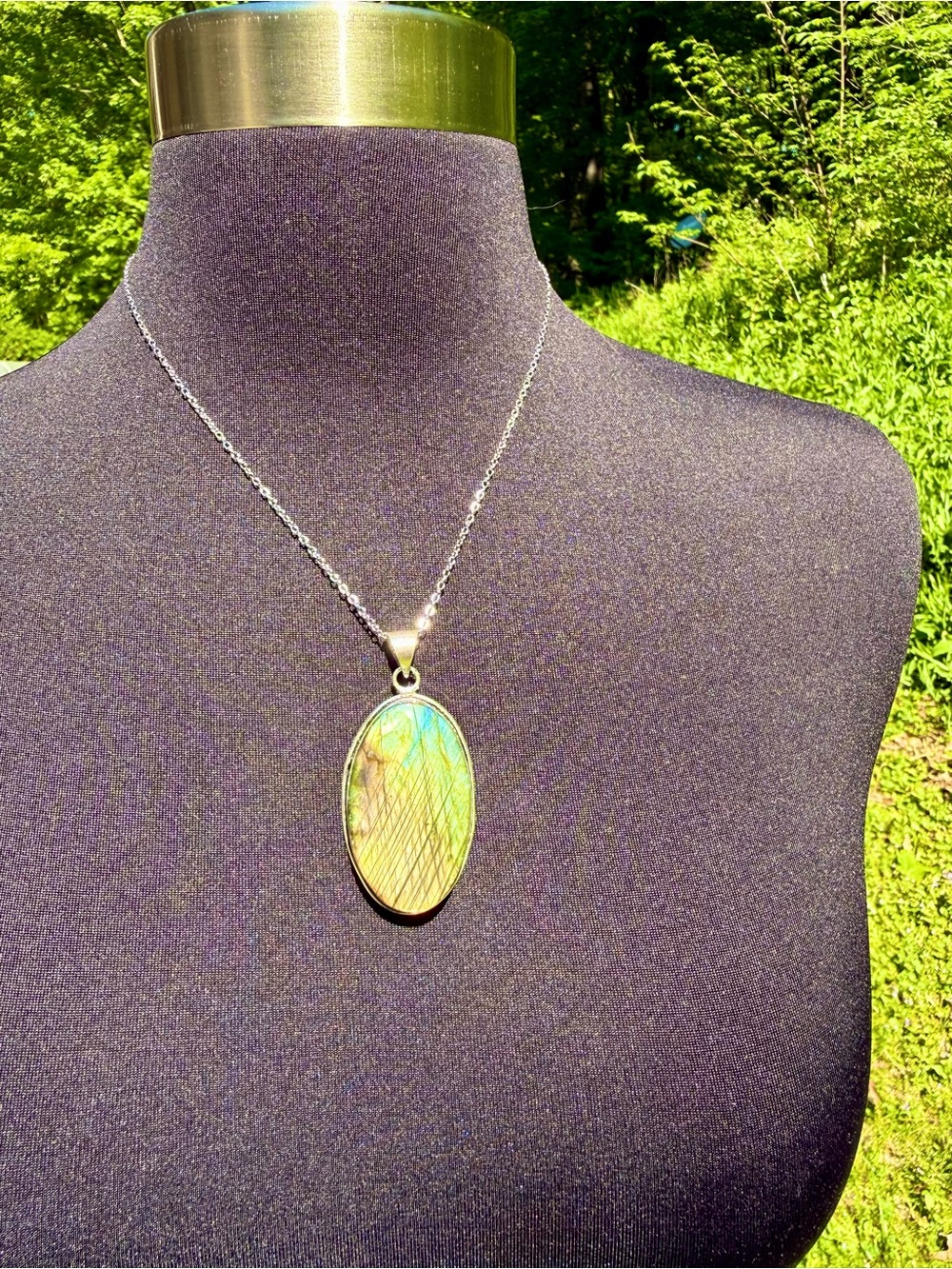 *Video* Big Rare Rainbow Flashy Labradorite Necklace 925 Silver Stamped Pendant